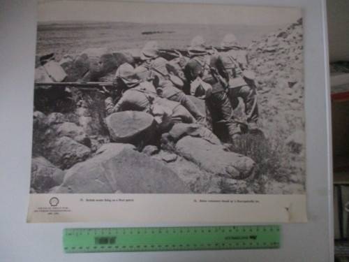 BEAUTIFUL VINTAGE POSTER / PRINT - BRITISH SCOUTS FIRING ON A BOER PATROL - 39CM X 31CM