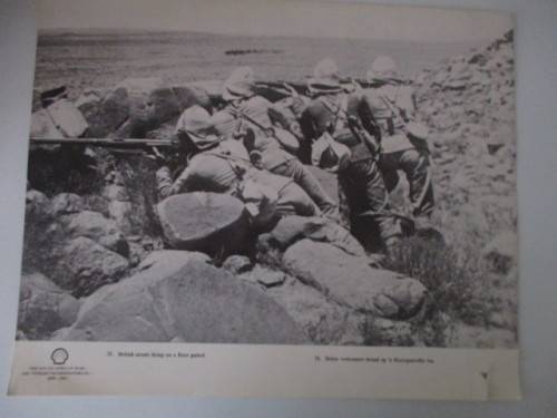 BEAUTIFUL VINTAGE POSTER / PRINT - BRITISH SCOUTS FIRING ON A BOER PATROL - 39CM X 31CM