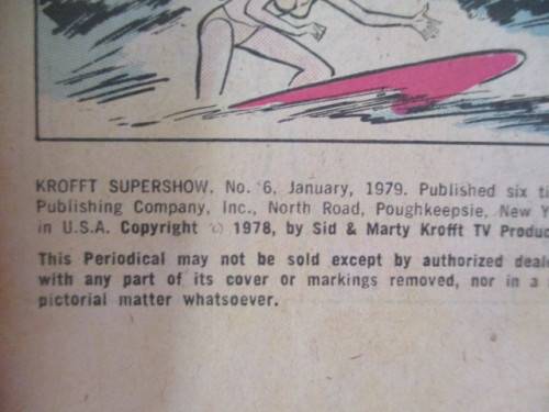 WHITMAN COMICS - THE NEW KROFFT SUPERSHOW - NO. 6 - 1979