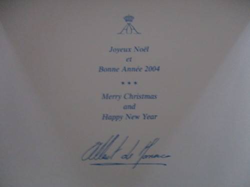 LOVELY CHRISTMAS CARD  FROM PRINCE ALBERT OF MONACO - 2004 WITH ENVELOPE