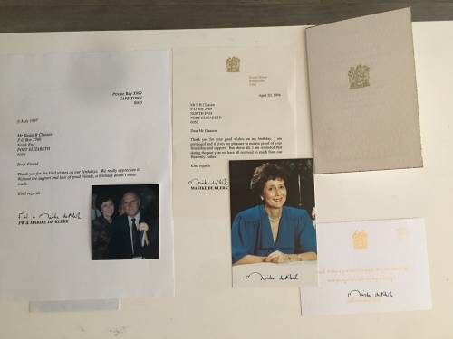 LOVELY LOT OF MARIKE DE KLERK MEMROBELIA UP FOR GRABS INCLUDING AUTOGRAPHS FORMER PRESIDENT WIFE