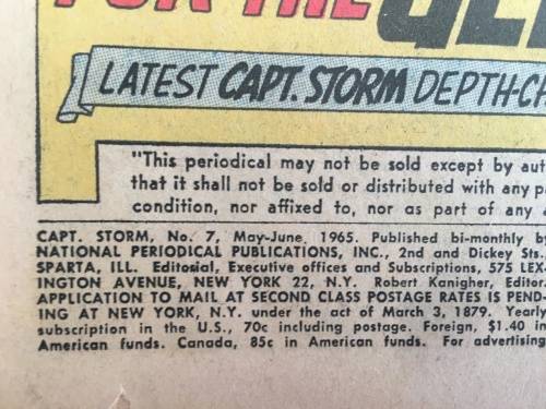 DC NATIONAL COMICS - CAPT. STORM  NO. 7 1965
