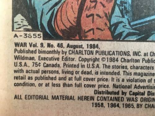 CHARLTON COMICS - WORLD AT WAR  VOL. 9 NO. 46. - 1984
