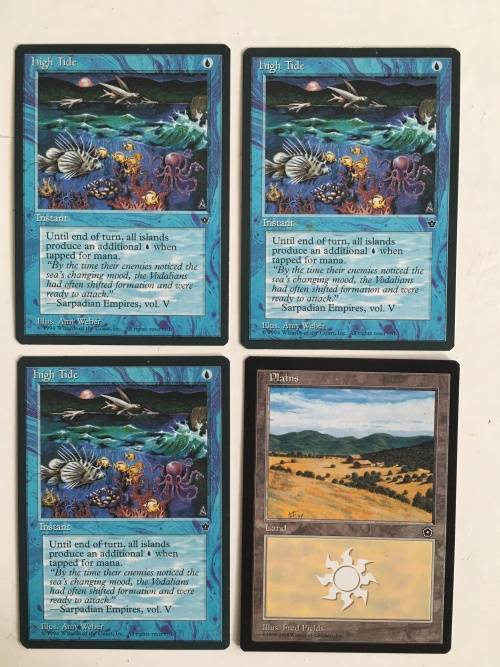 MAGIC THE GATHERING - HIGH TIDE -  FALLEN EMPIRES X 3  AND ANOTHER CARD