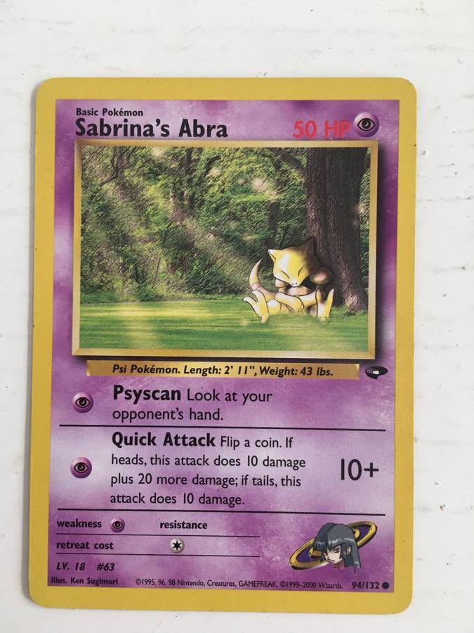 VINTAGE POKEMON TRADING CARD - SABRINA`S ABRA