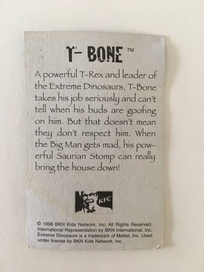 KFC 3 VINTAGE TRADING CARDS - EXTREME DINOSAURS  1998 X 3