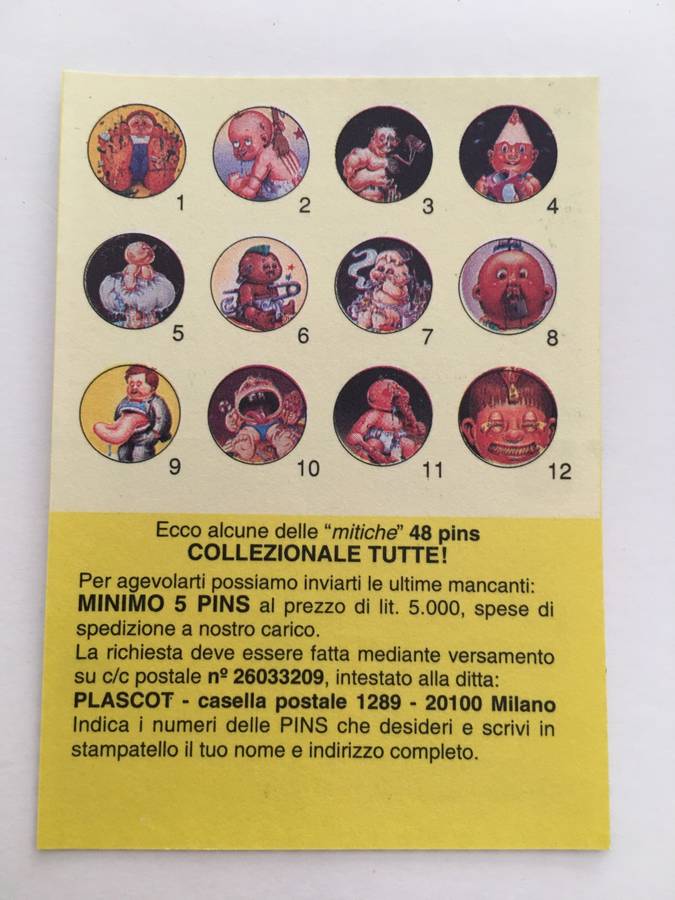VINTAGE ITALIAN MINT SET OF 4 GARBAGE PAIL KIDS - 1989