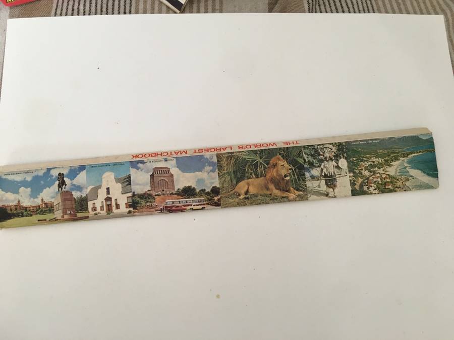 VINTAGE  SOUVENIR  MATCHBOOK LONGER THAN A RULER  SCENES FROM SOUTH AFRICA 1960`S