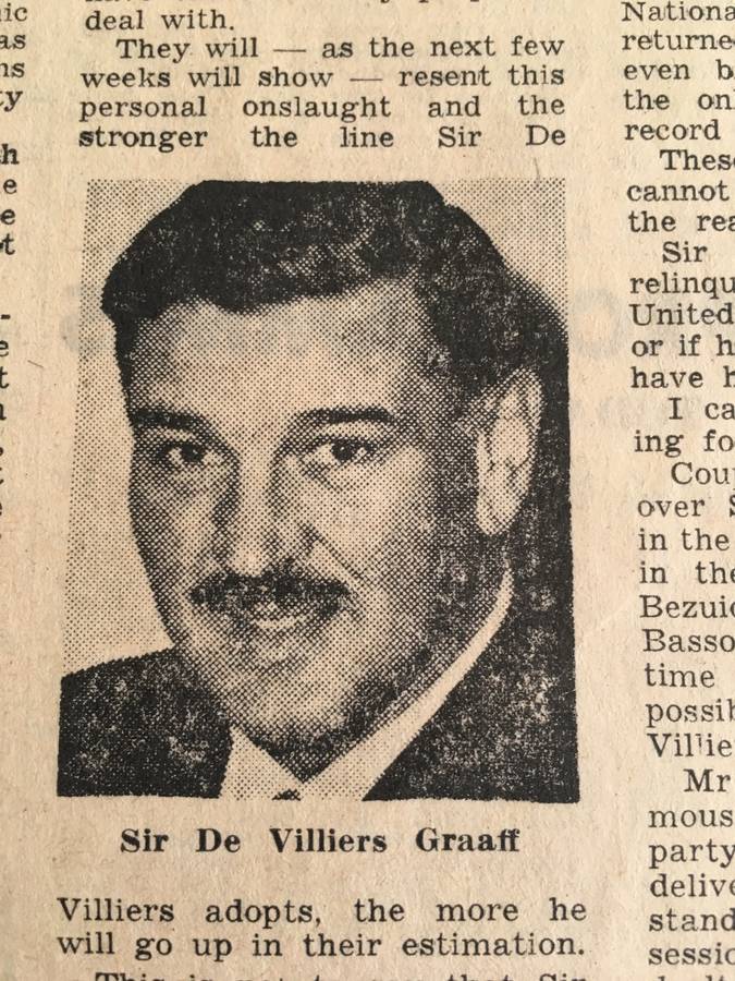 LOVELY SIGNED LETTER - SIR DE VILLIERS GRAAFF LEADER OF THE UNITED PARTY - 1972