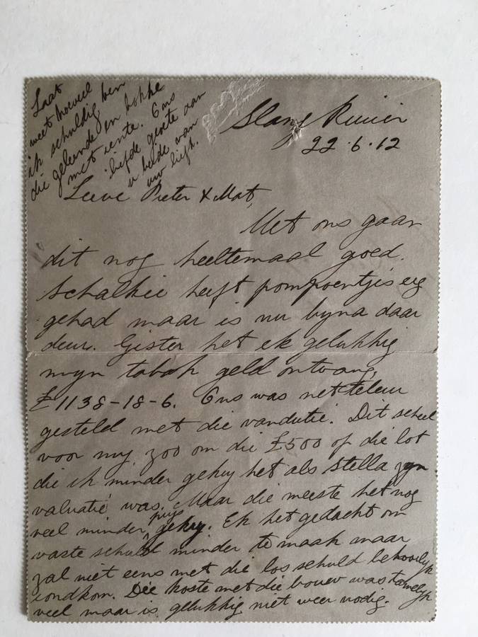 LOVELY VINTAGE LETTER CARD FROM OUMA RACHEL ELIZABETH MALAN - 1857-1931 TO SON PIETER ANDRIES MALAN