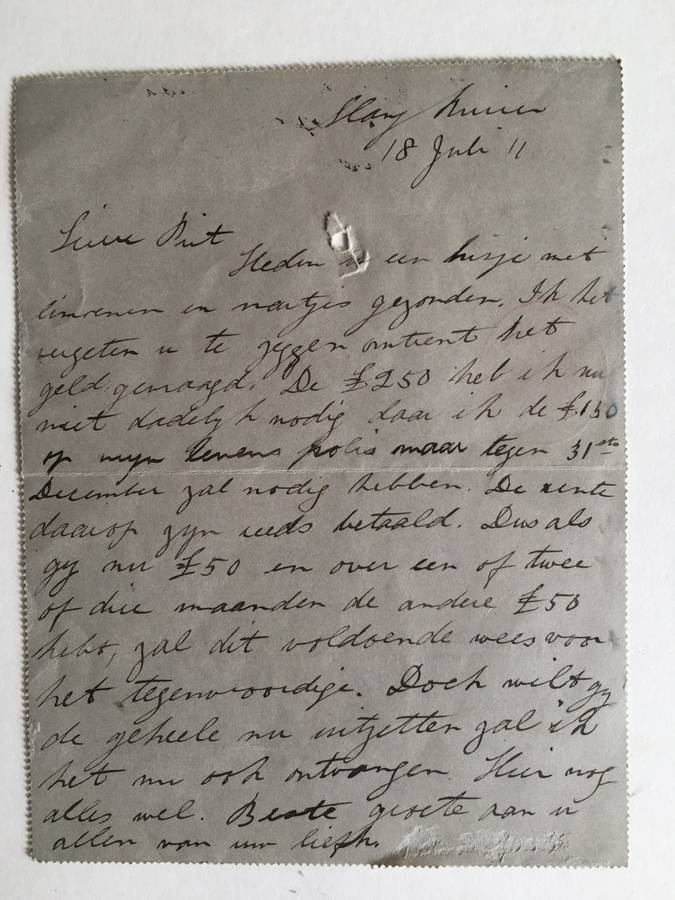 LOVELY VINTAGE LETTER CARD FROM OUMA RACHEL ELIZABETH MALAN - 1857-1931 TO SON PIETER ANDRIES MALAN