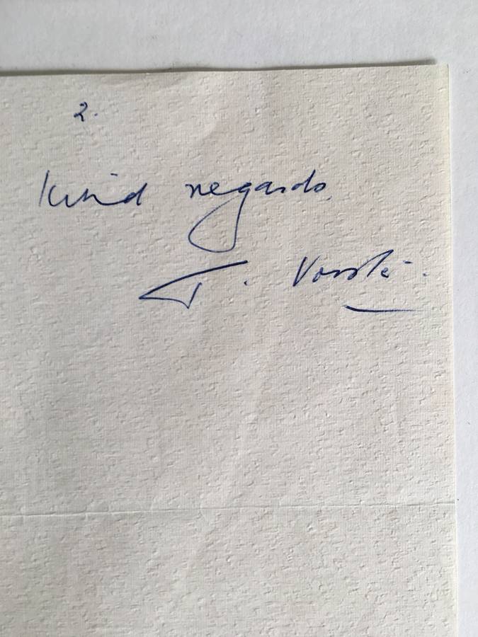 LOVELY LETTER  FROM FORMER PRESIDENT WIFE MRS TINI VORSTER  - 1980