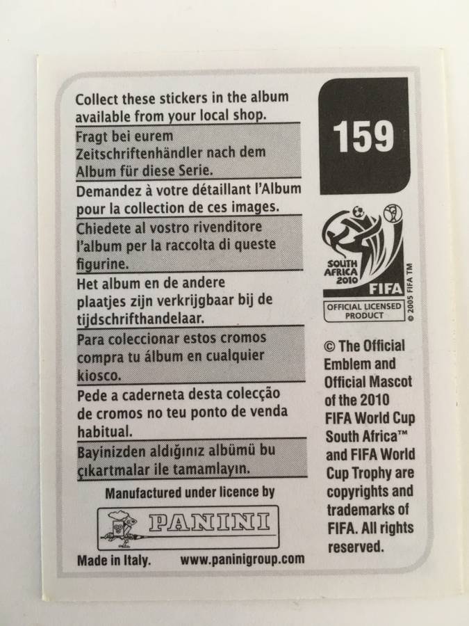 SOCCER PANNINI STICKER NO. 159