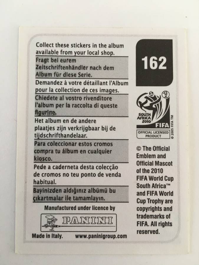 SOCCER PANNINI STICKER NO. 162