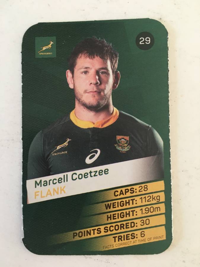 SPRINGBOK TRADING CARD  - PICK N PAY SUPER CARDS - NO. 29 -