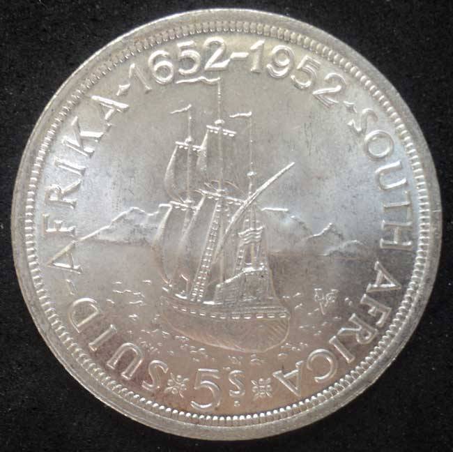 1952 South African Silver Crown - 5/- (1652-1952)
