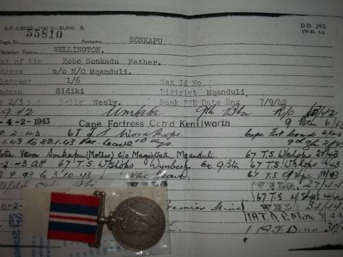 1939 / 45 WAR MEDAL WITH COPY SERVICE CARD ... SONKAPU