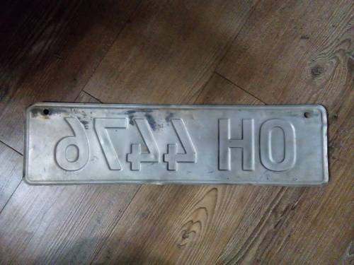 VINTAGE BLACK / YELLOW VEHICLE REGISTRATION NUMBER PLATE .. OH FRANKFORT FREESTATE