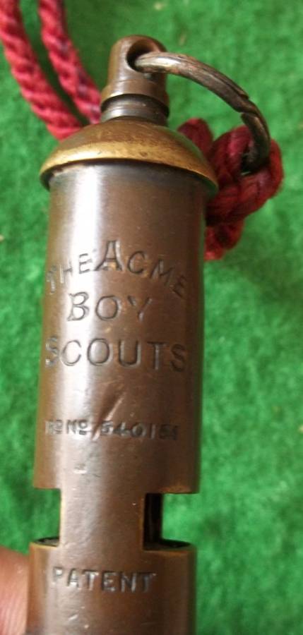 VINTAGE BRASS BOY SCOUTS WHISTLE AND CORD