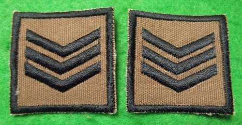 SADF / SANDF SGT COLLAR RANK PAIR - FIRST COLLAR RANKS - UNUSED