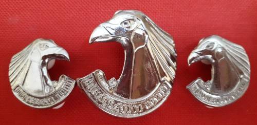 SADF - PERSONELL CORPS CAP AND COLLAR BADGES SET - PINS  / SCREWS INTACT