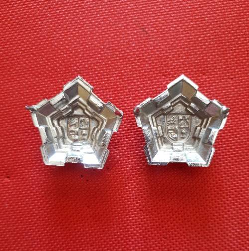 SADF - CHROME CASTLE RANK PIPS PAIR - PINS INTACT (FULL SIZE)