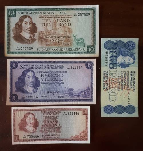 LOT OF 4 OLD SOUTH AFRICAN BANKNOTES