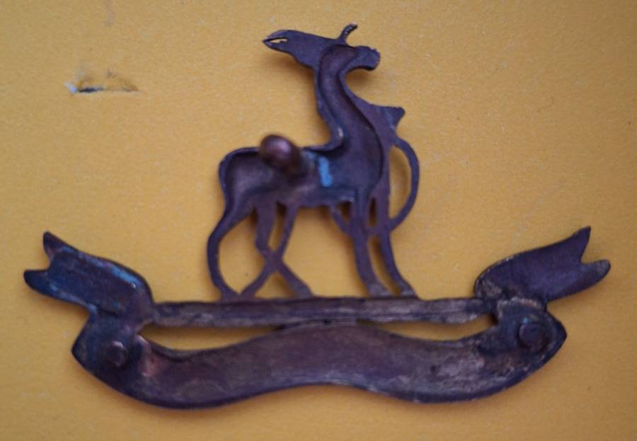 WW 1 ERA  ROYAL WARWICKSHIRE COLLAR BADGE - ## 2 BROKEN LUGS ## MAKERS MARKED