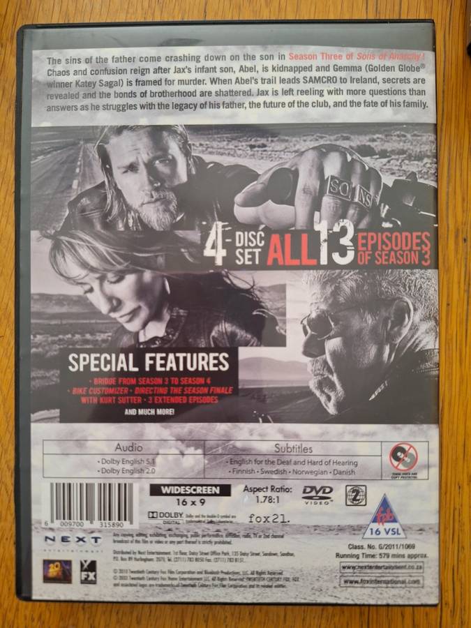 SONS OF ANARCHY SEASON 3 - DVD BOX SET