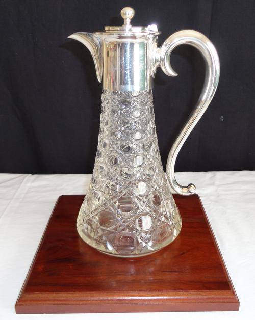 Hobnail Cut Crystal and E.P.N.S Claret Jug