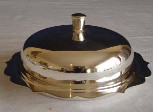 E.P.N.S Butter Dish With Alabaster Liner By Emess