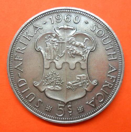 1960 SAU 5 Shillings (Crown) 0.500 Silver Metal Content