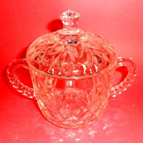 Vintage Press Glass Sugar Bowl with Lid