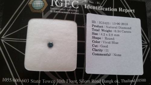 ***IGEC CERTIFIED*** 0.34ct WOW STUNNING RARE FANCY VIVID BLUE DIAMOND