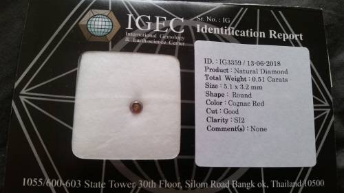 ***IGEC CERTIFIED*** 0.51ct WOW STUNNING SUPER RARE FANCY RED DIAMOND