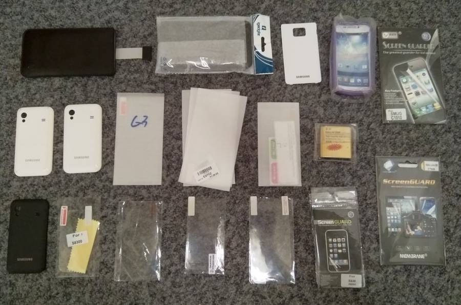 Lot of Screen Protectors, Pouches, Cases