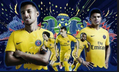 17-18 PSG Away Jersey Yellow - Large