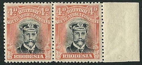 RHODESIA BSAC - 1913 ADMIRALS 4d DIE III Perf. 14 SACC 294 **UM**