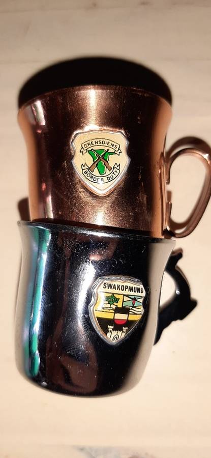 * SADF BORDER DUTY / GRENSDIENS * - COMMEMORATIVE SOUVENIR MINI TANKARDS.