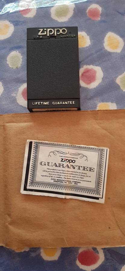 ** ORIGINAL- Vintage Solid Brass ZIPPO Slim Petrol Lighter w/ Certificate and Display Case. **