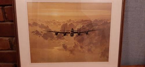 ** ORIGINAL- Framed and Mounted Gerald Coulson signed WW2 Lancaster Bomber Print. (53cm x 42cm).**