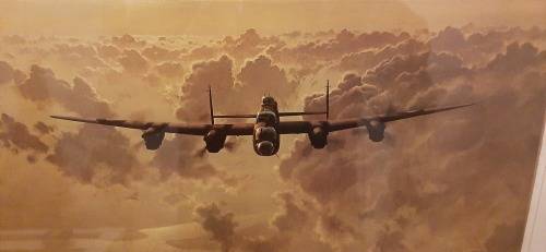 ** ORIGINAL- Framed and Mounted Gerald Coulson signed WW2 Lancaster Bomber Print. (53cm x 42cm).**