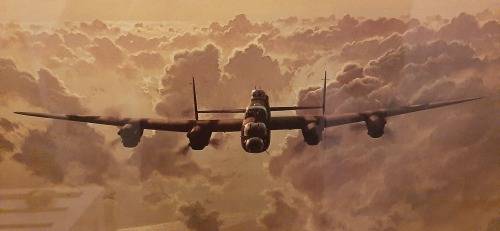 ** ORIGINAL- Framed and Mounted Gerald Coulson signed WW2 Lancaster Bomber Print. (53cm x 42cm).**