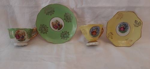 ** STUNNING- Miniature German/Austrian Fine Bone China Demitasse Duo`s. **