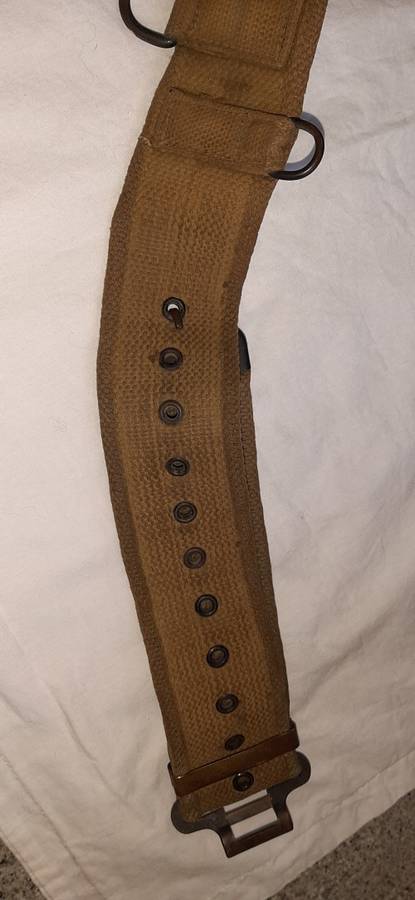 ** Rhodesian Bush War : Pre-1969 Olive Green D-Ring Suspension Web Belt (Complete).**