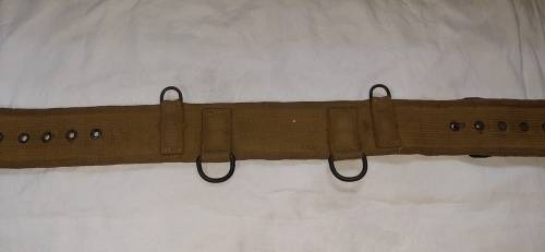 ** Rhodesian Bush War : Pre-1969 Olive Green D-Ring Suspension Web Belt (Complete).**