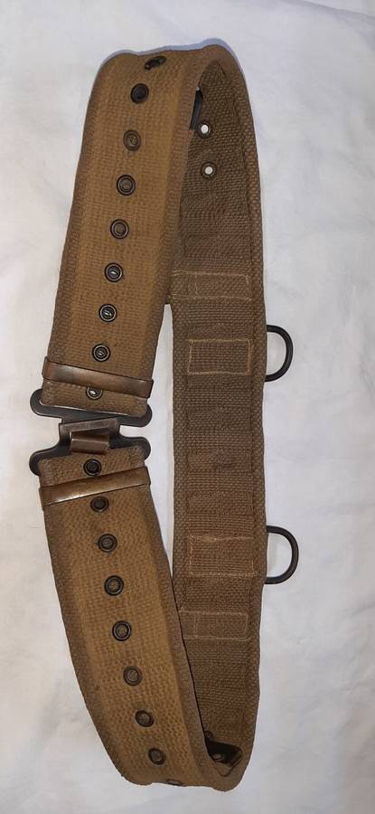 ** Rhodesian Bush War : Pre-1969 Olive Green D-Ring Suspension Web Belt (Complete).**