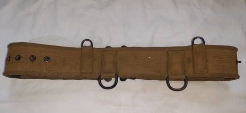 ** Rhodesian Bush War : Pre-1969 Olive Green D-Ring Suspension Web Belt (Complete).**