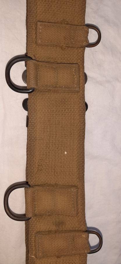 ** Rhodesian Bush War : Pre-1969 Olive Green D-Ring Suspension Web Belt (Complete).**