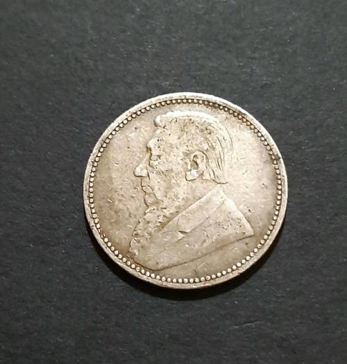 ** 1892 Z.A.R. Silver Kruger 6 Pence Coin (VF / F) .**